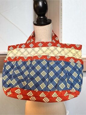 Quilted Tote Bag in Patchwork Pattern Multi-Pockets Large Craft Bag, CountryCore